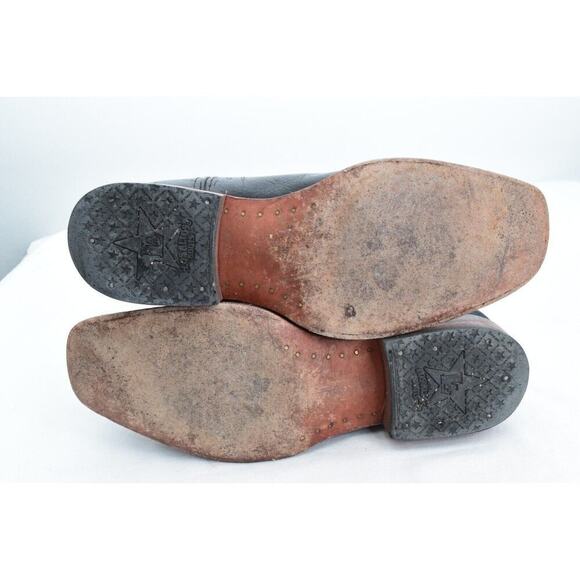 Los Altos Genuine Leather Rodeo Square Toe Western Cowboy Boots Pull holes -9 EE - Picture 6 of 8